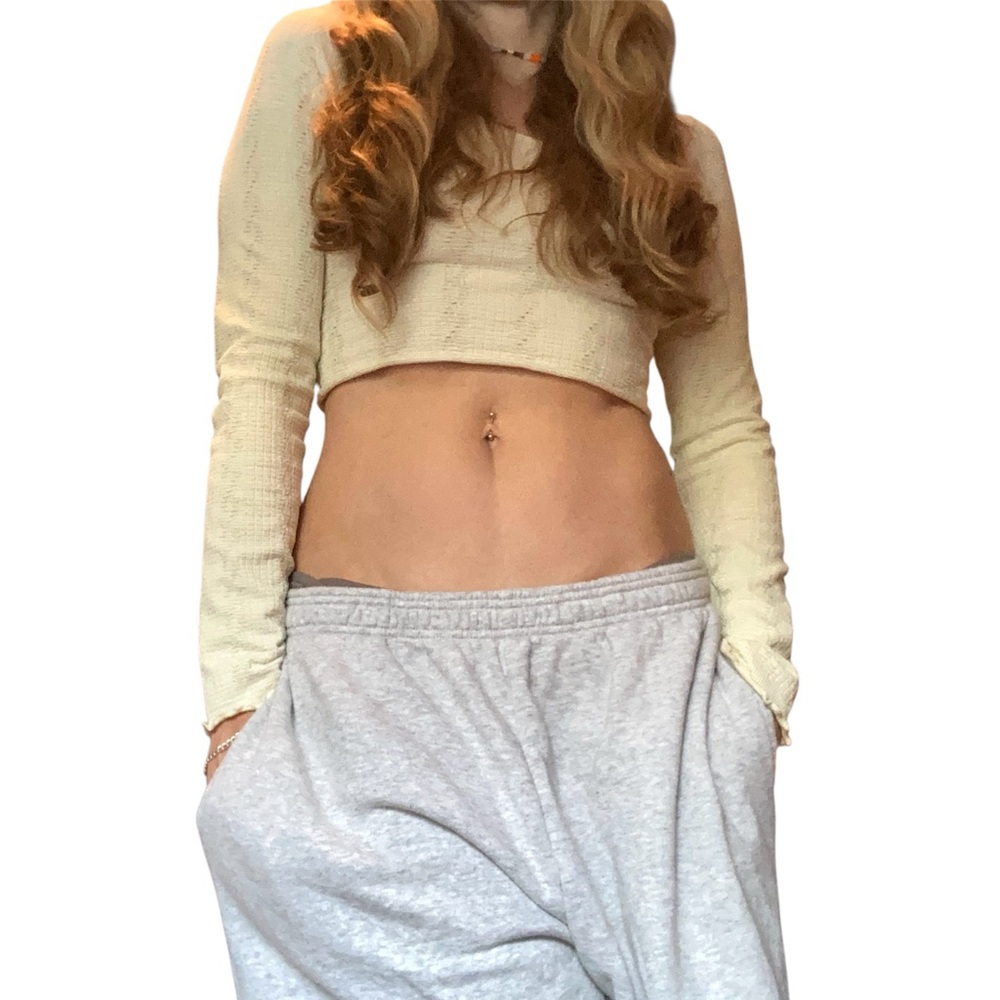 Free People FP intimately Cream Long Sleeve Crop Top